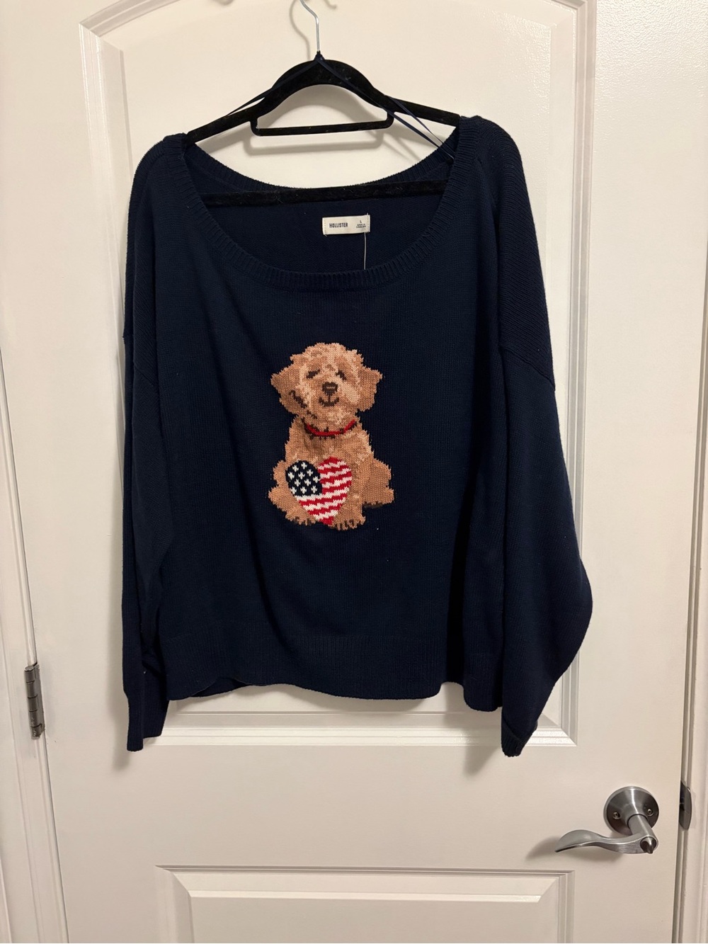 Hollister Navy Dog Sweater with Patriotic Heart Puppy